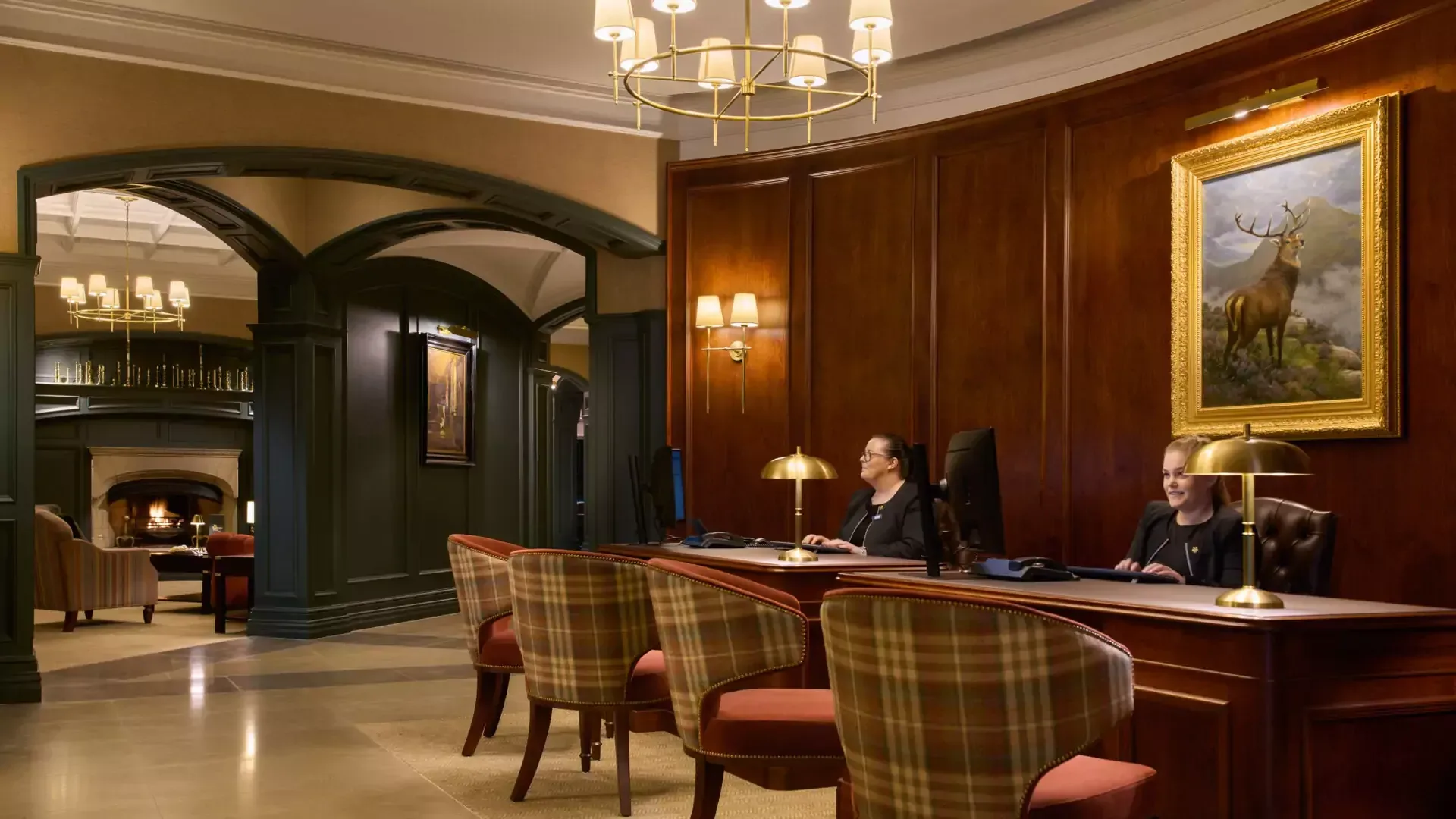 Spacious and welcoming entrance of the hotel. It is the Front Desk and Lobby Area ahead.