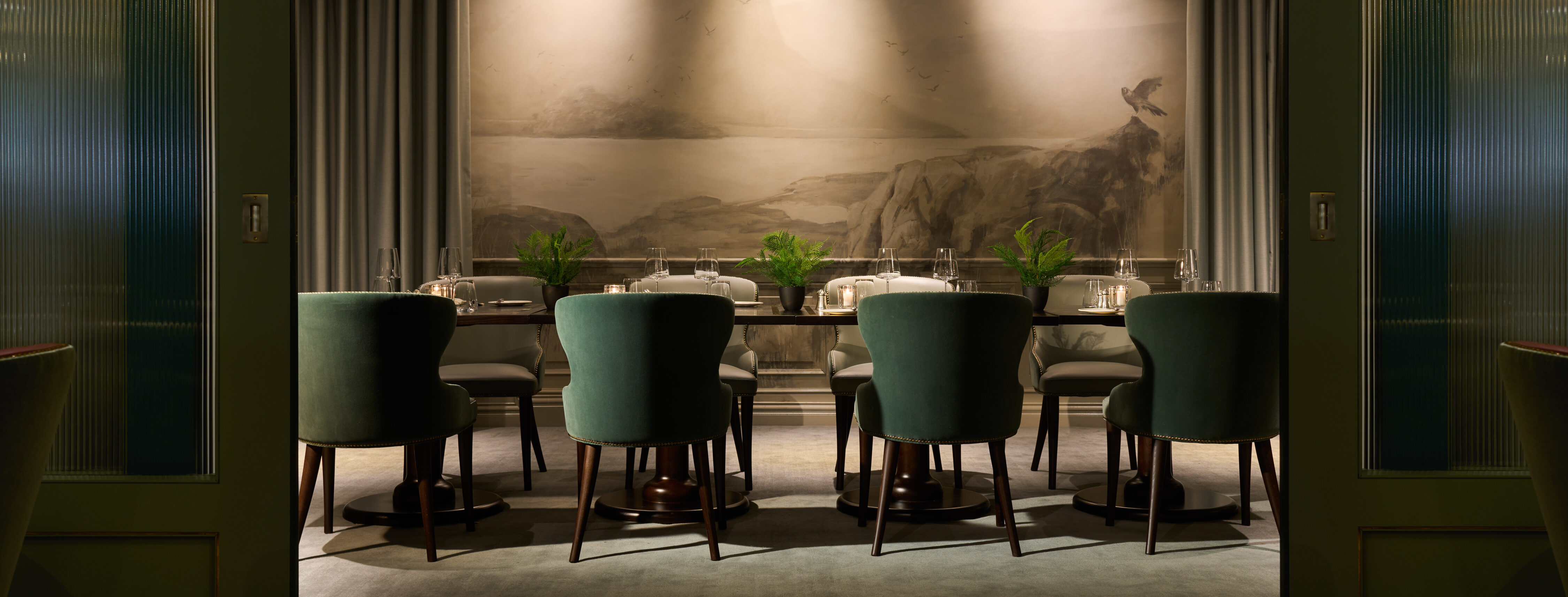 Private Dining Room at The Peregrine Restaurant- Elegant Fine Dining set up.