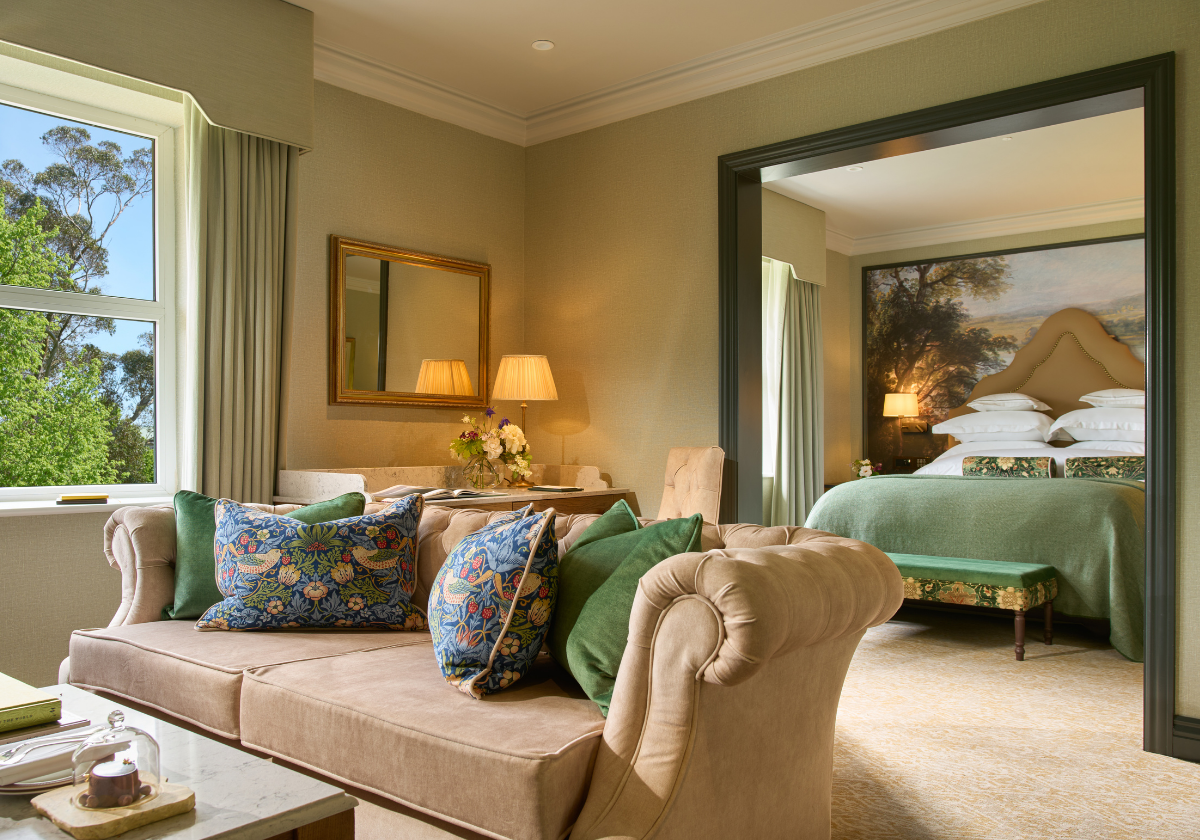 Living room area of Deluxe Double double guest room.