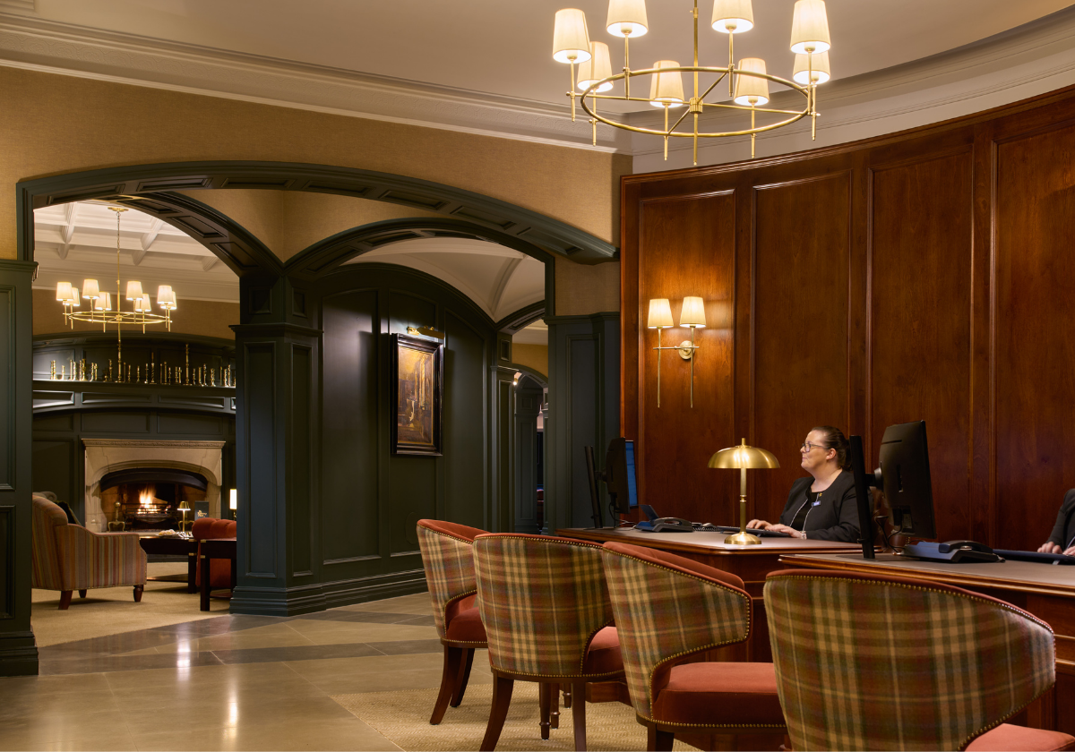 This is the Reception Area of The Killarney Park Hotel.