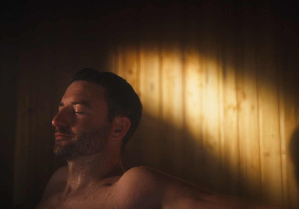 Guest enjoying their sauna experience.