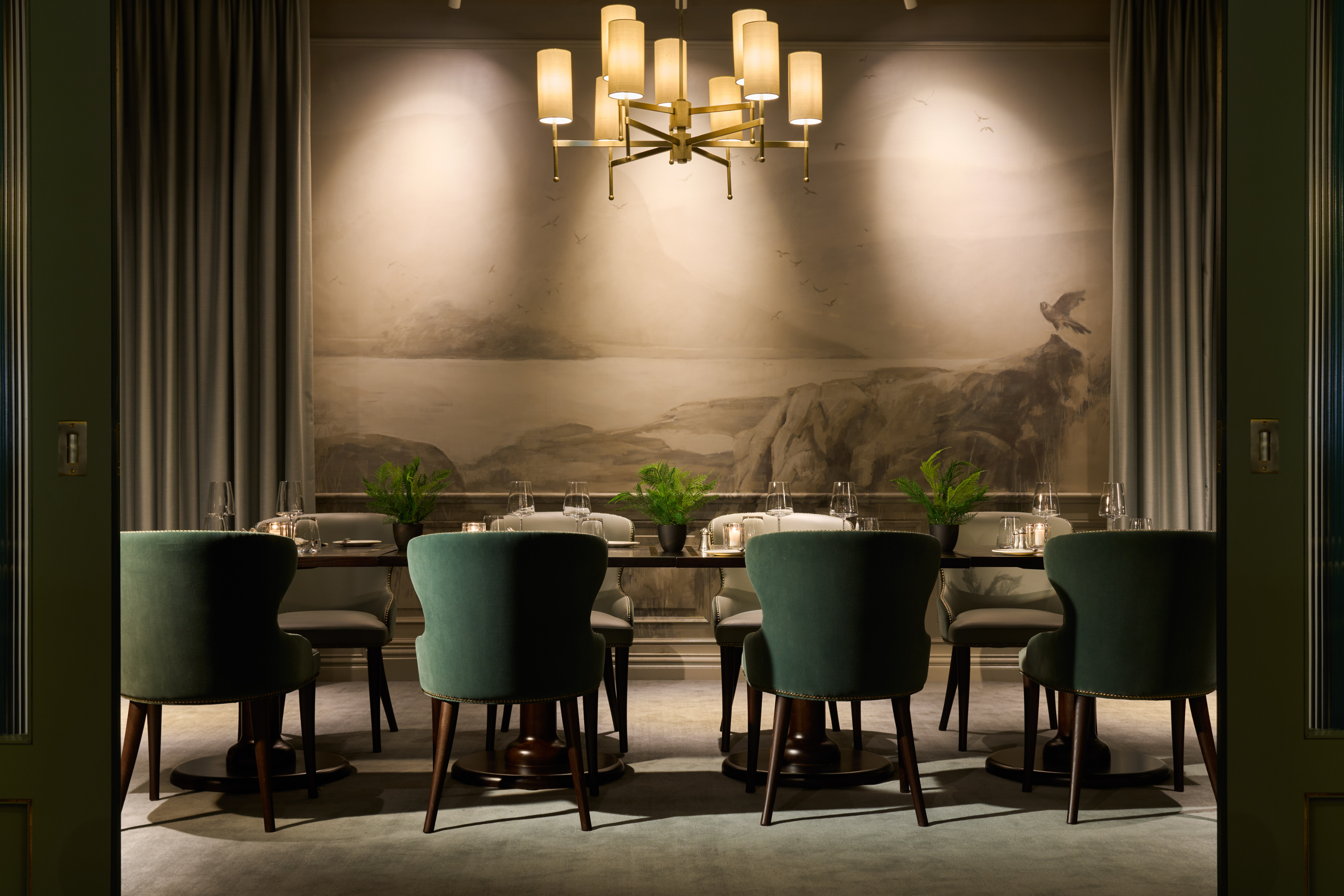 This is the Private Dining Room with an accommodation capacity of 20 people. There is one big rectangle dining table with 8 chairs.