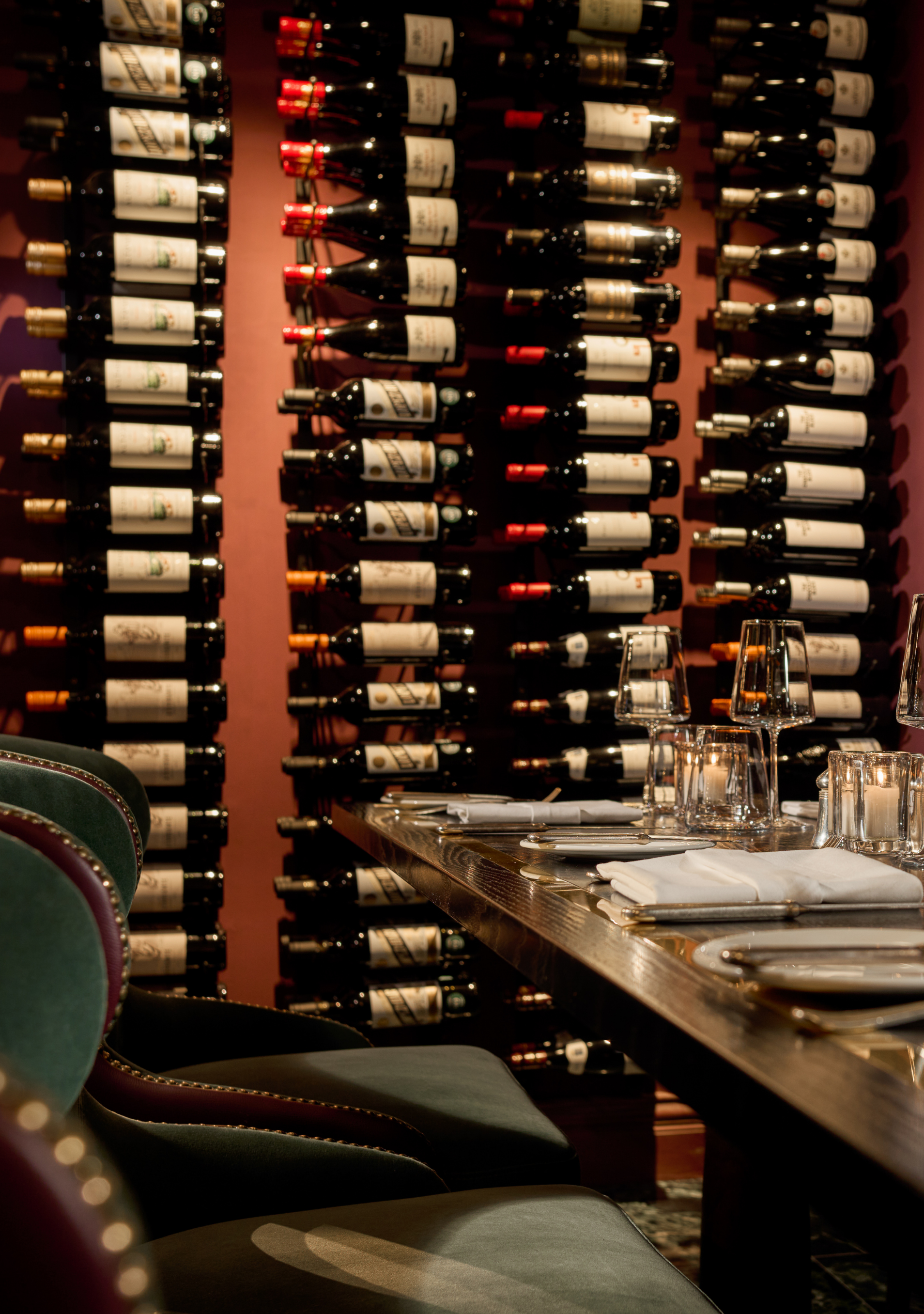 Stack of all the wine bottles in The Peregrine.