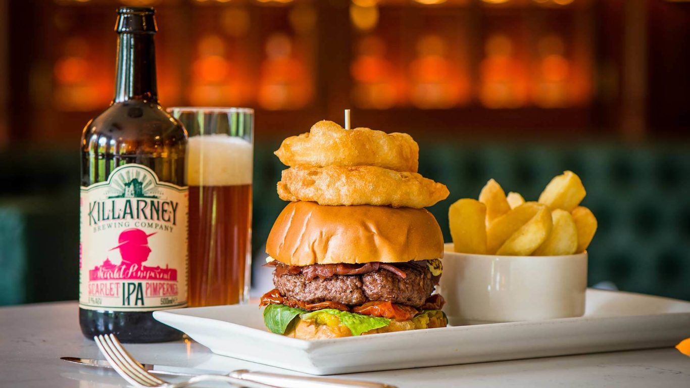 Burger and beer at The Garden Room at the Killarney Park Hotel